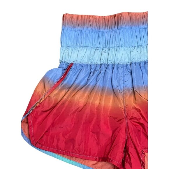 Free People Movement The Way Home Shorts Red Blue Ombre Smocked Brief Size XS - Picture 4 of 16